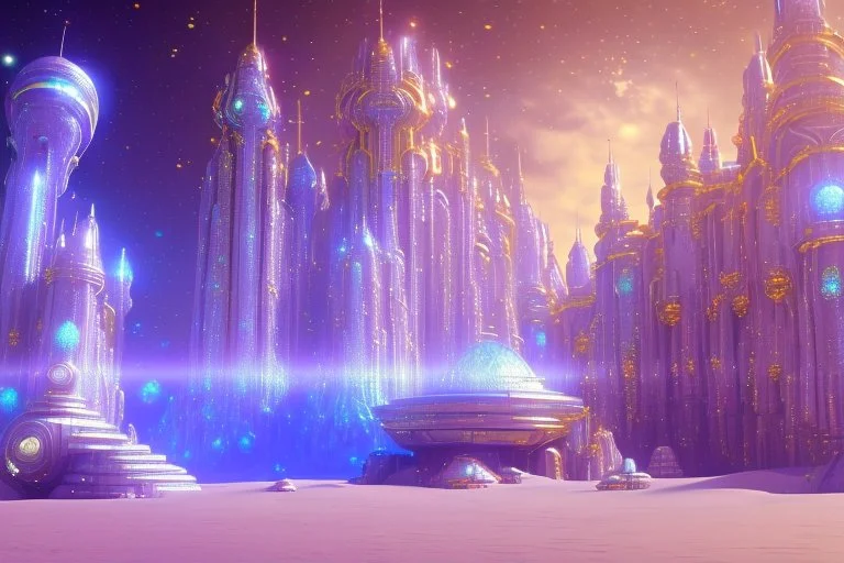 white and gold crystal cosmic and galactic ambiance cinema4d sci-fi futuristic palace castle, full of details, smooth, bright sunshine，soft light atmosphere, light effect，vaporwave colorful, concept art, smooth, extremely sharp detail, finely tuned detail, ultra high definition, 8 k, unreal engine 5, ultra sharp focus