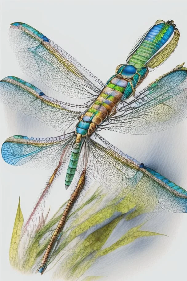 dragonfly, detailed, realistic, vivid colors, white background