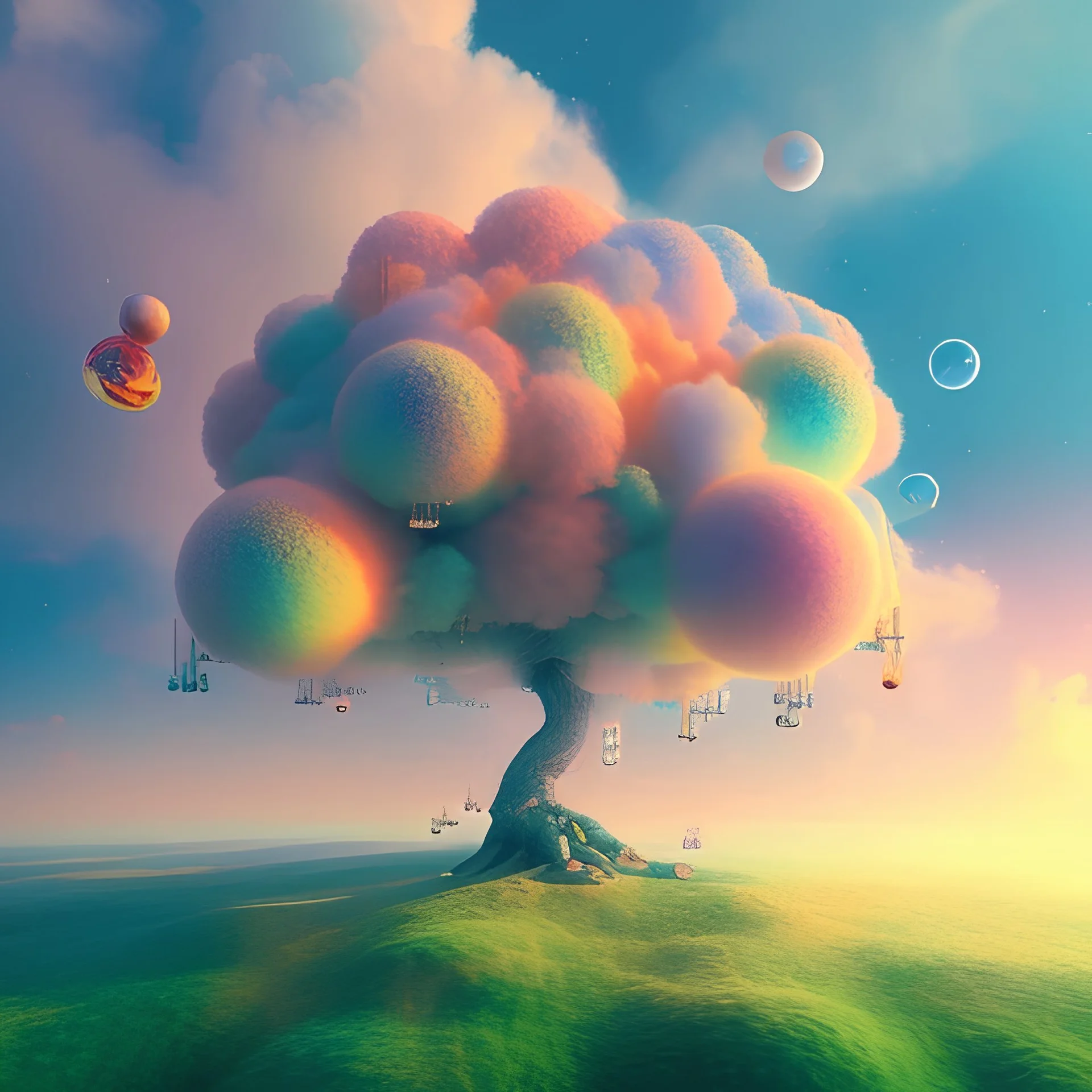 clouds, colours, dream, surreal, up, down, energy, creative, flow, multiverse, tree, music