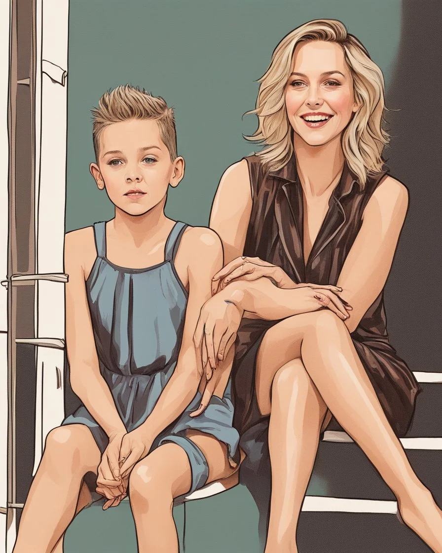 Composition sharon stone with Millie Bobby Brown