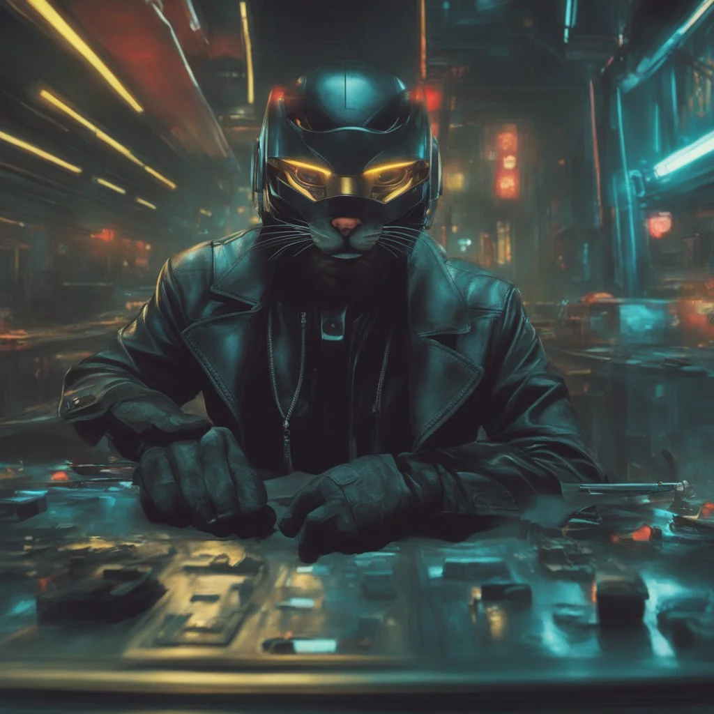 catman rebel retro futuristic cyberpunk