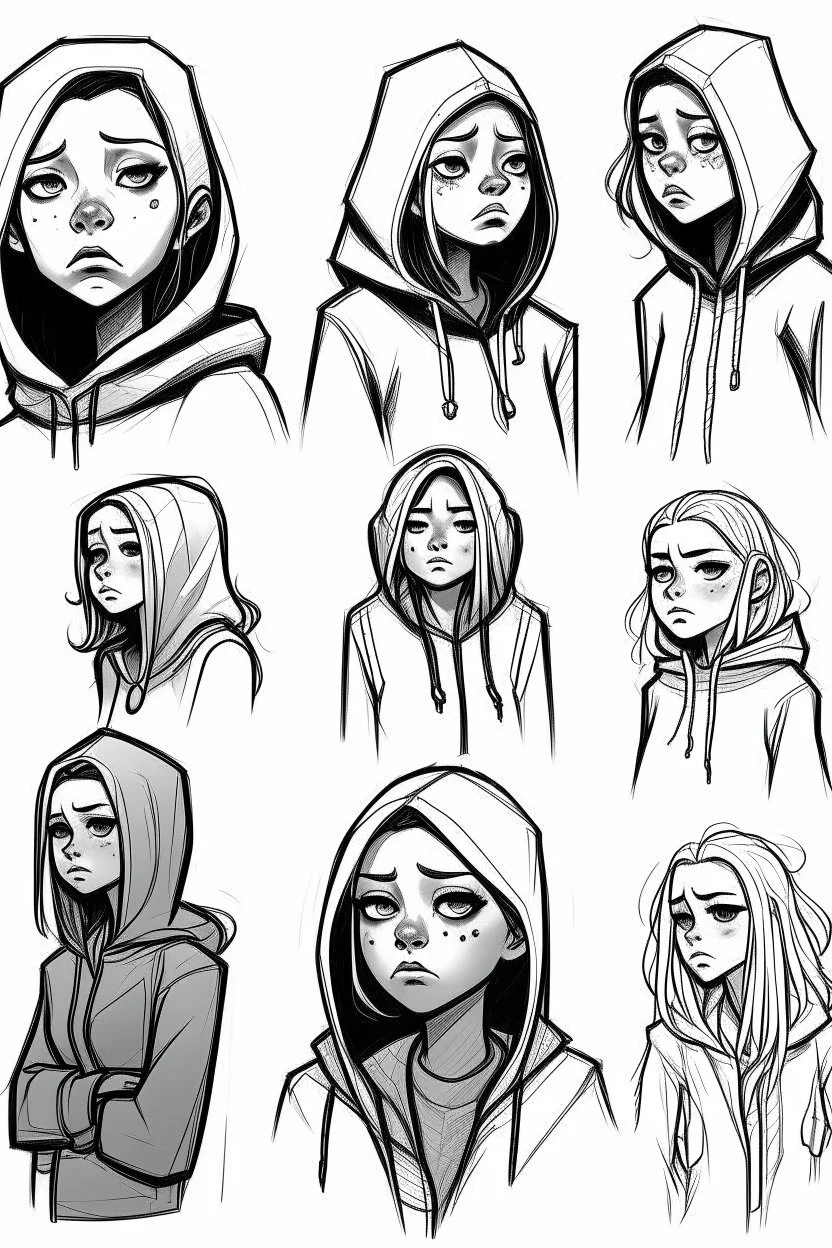 Sad character drawing sketches