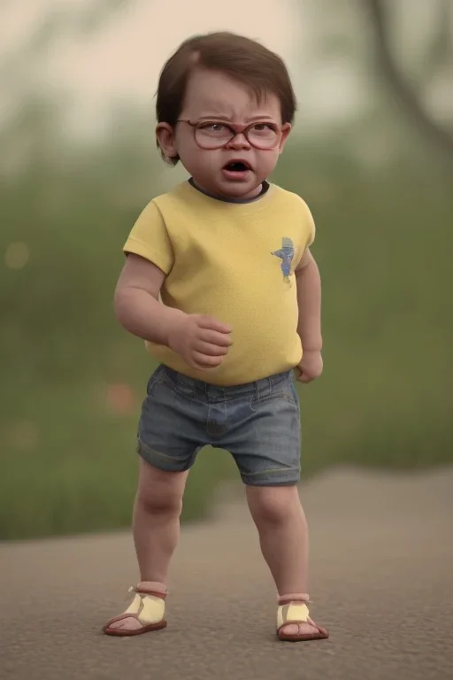 George costanza toddler, angry, full body, jump, bokeh, hyper realistic