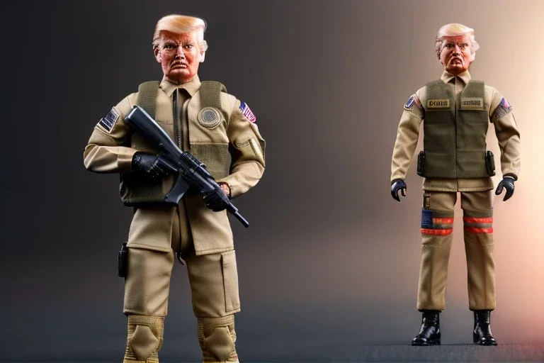 G.I. Joe doll soldier nylon Donald Trump, gun,boots, helmet, Trump facial detail,trump