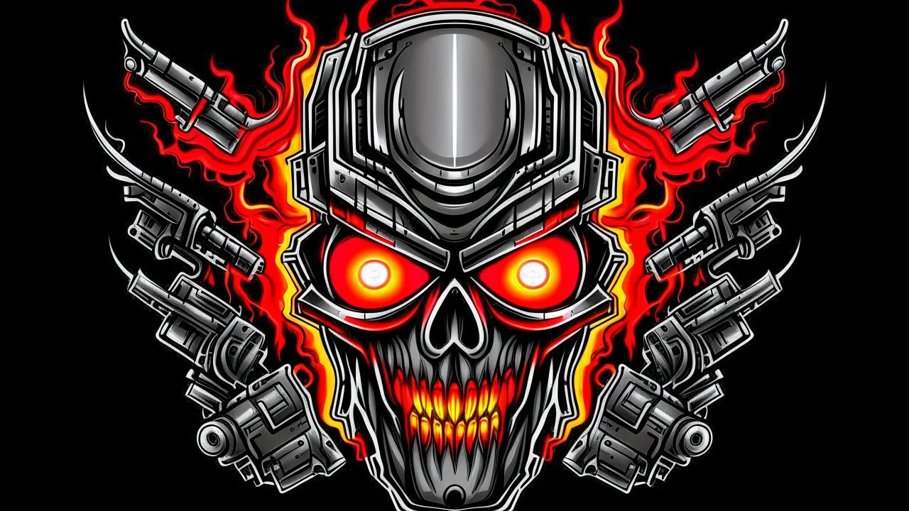 Logo emission radio metal terminator flammes