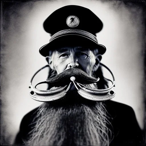 pencil Black and white Portrait of old fishermen sitting on a chair ,long beard, wearing a captian hat, fantasy 8k by Van Gogh