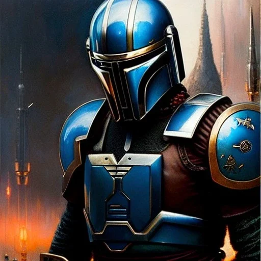 Jango Fett helmet, ancient metal helmet ,painting by gaston bussiere, greg rutkowski, yoji shinkawa, yoshitaka amano, tsutomu nihei, donato giancola, tim hildebrandt, oil on canvas, cinematic composition, extreme detail,fit full head inside picture, smooth colors