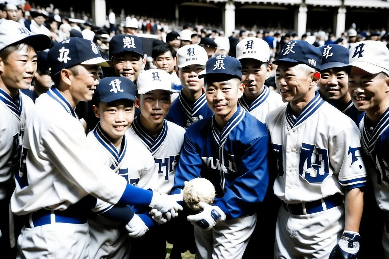 Japanese baseball team greeting fans