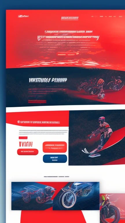 Design a user-friendly and visually appealing landing page for a sport website, prioritizing an intuitive user experience, red colors, power, skii, running, riding a bike, swimming