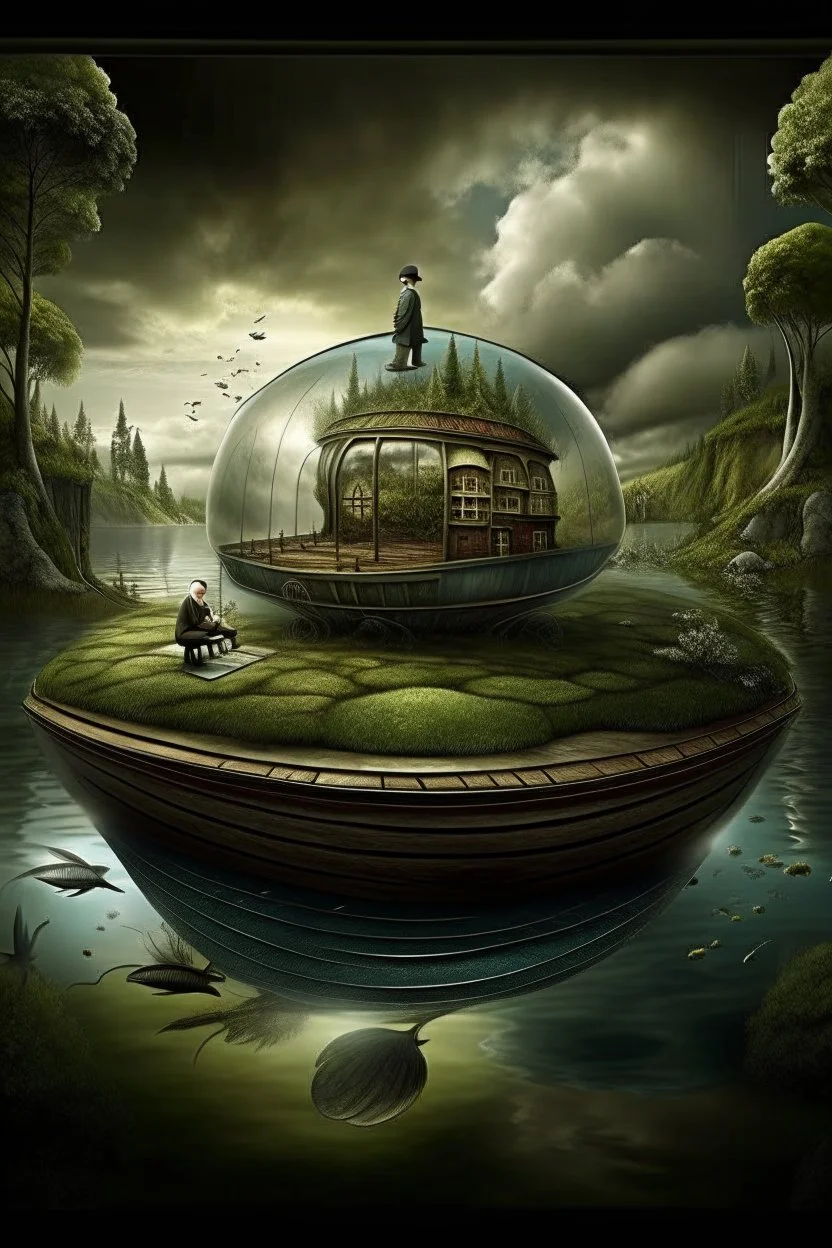 mystical worlds, optical illusion by Erik Johansson and Igor Morski and Loui Jover, intricate details, fantasy, beautiful, award winning photography, fantastic view, crisp quality, misty glow, light reflections, deep colours, sunrays shining through dramatic clouds, volumetric lighting, polished, masterful surrealism, cel-shaded, high definition