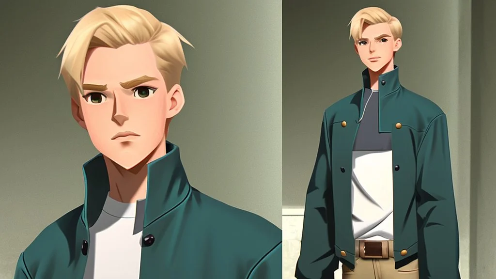 George is estimated to be 20 years of age (as of Broken Sword 1). His trademark appearance consists of blond hair, cut short in the back but left long in the front, as well as jeans with incredibly deep pockets and a blue-green jacket over a white t-shirt.