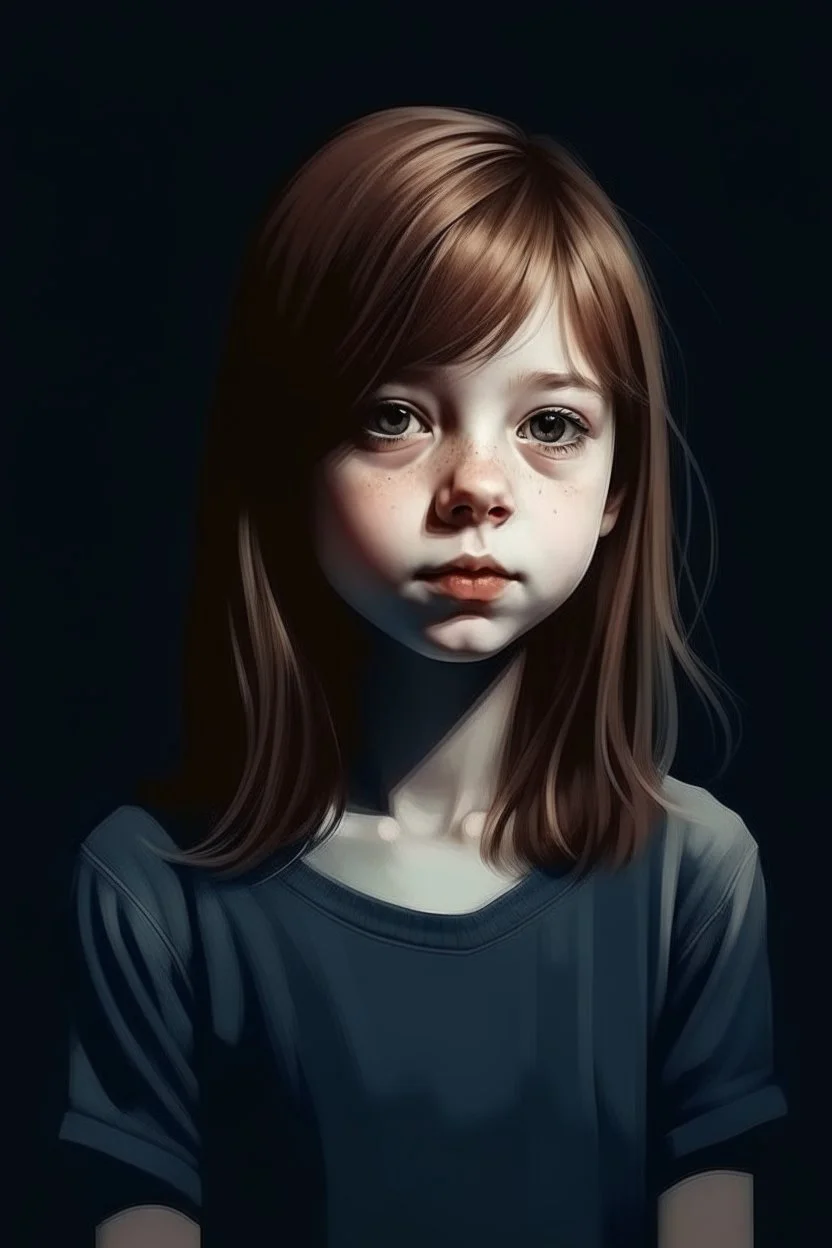 13 years girl, realistic dramatic style