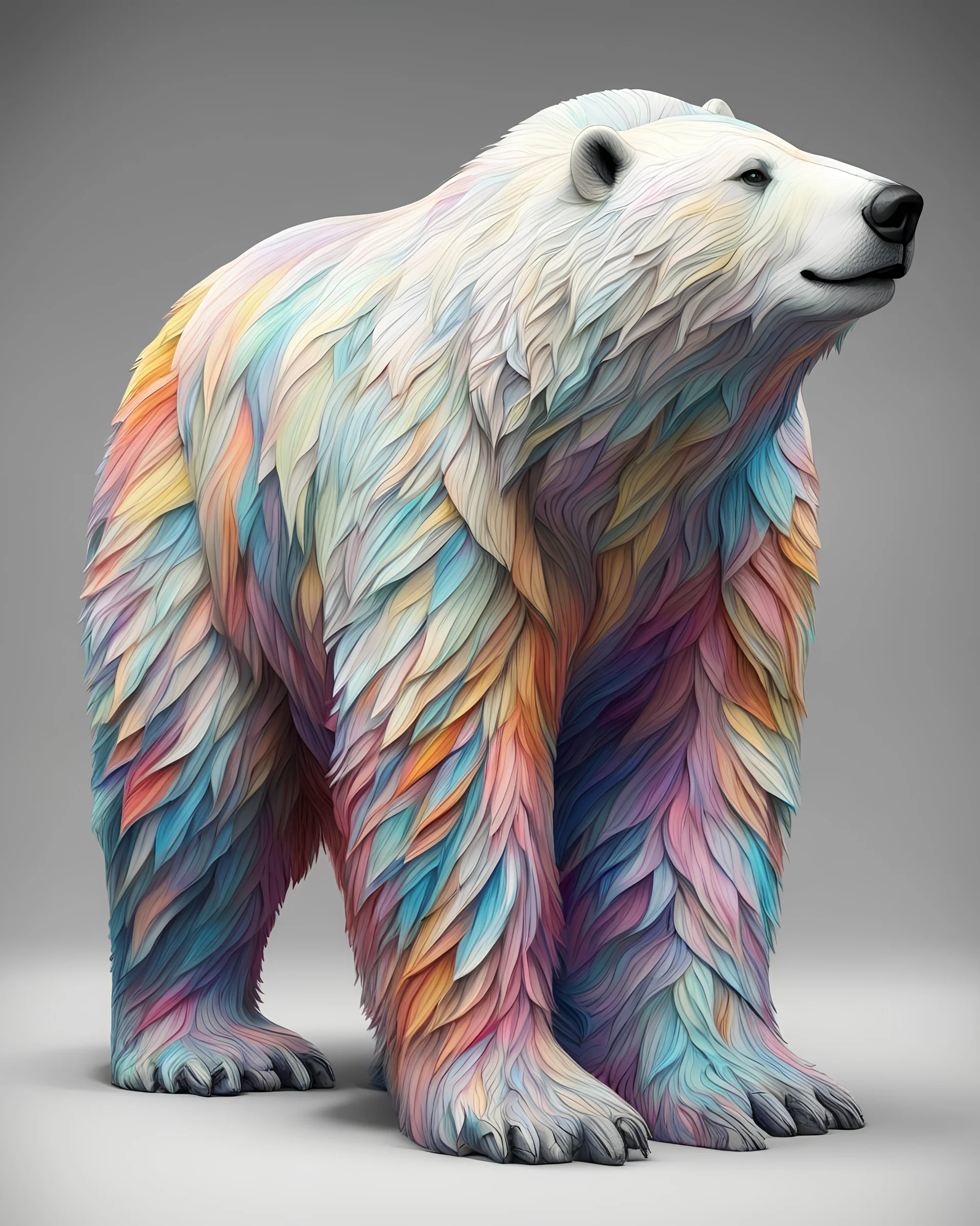 Hermoso dibujo coloreado de oso polar, obra de arte, calidad ultra, maximalista, full body, 12k 3D