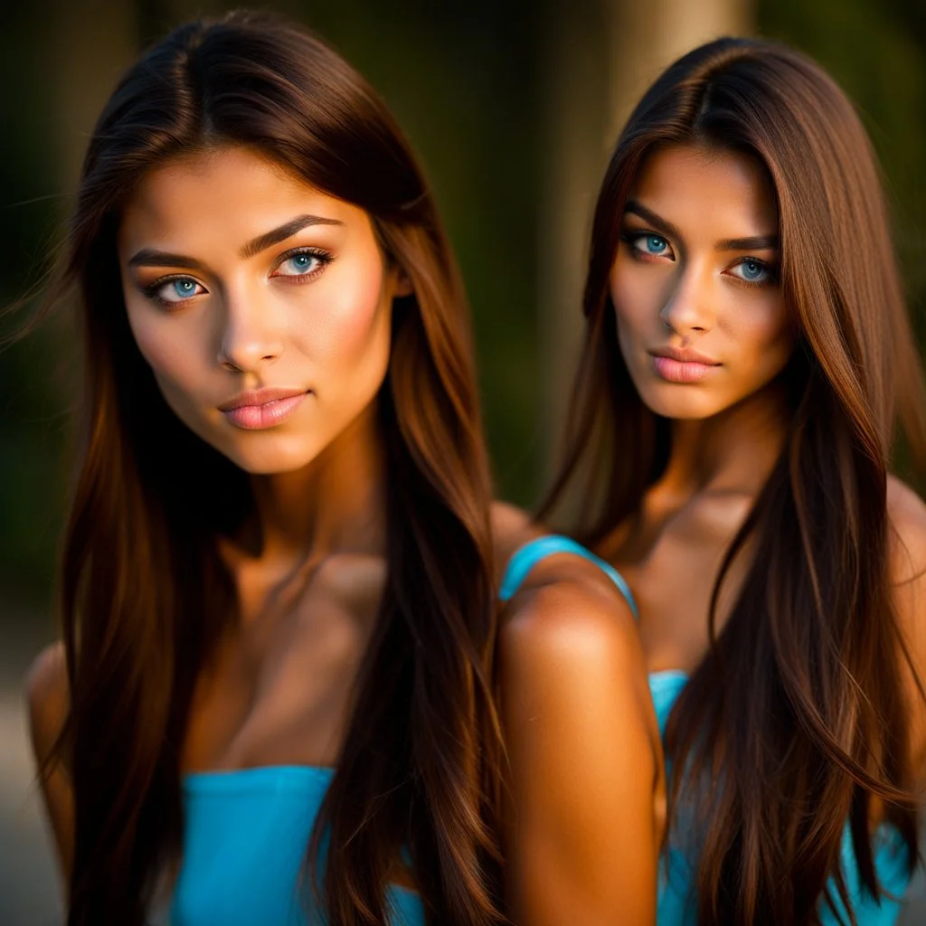 pretty18 year old girl with olive skin and long chocolate brown side swept hair. Blue eyes. bare shoulders,