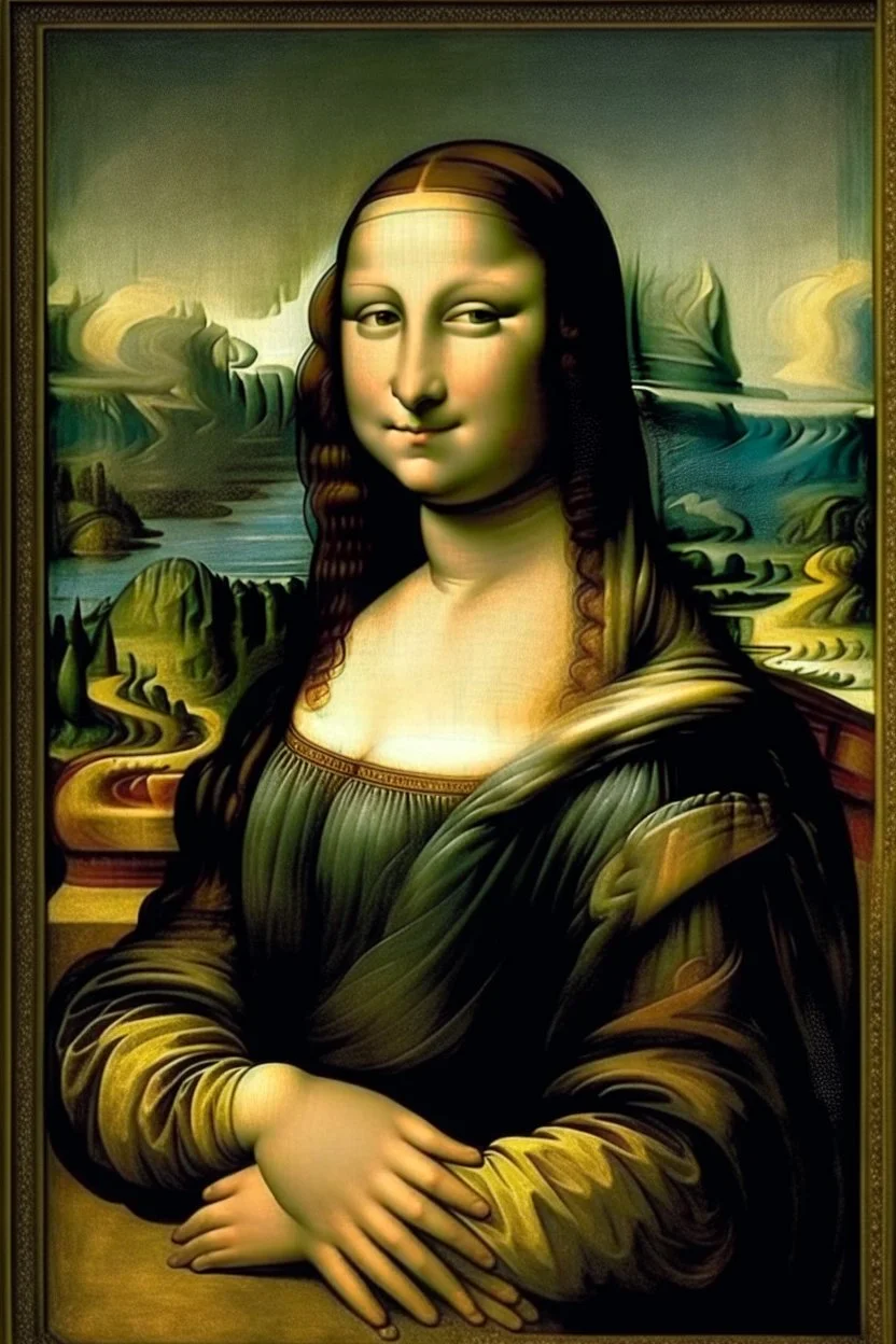 Mona Lisa with large breasts, 19th century painting by Van Gogh