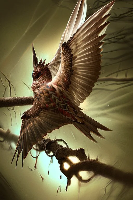 nocturnal fire bird, beautiful, artistic, detailed, photorealistic