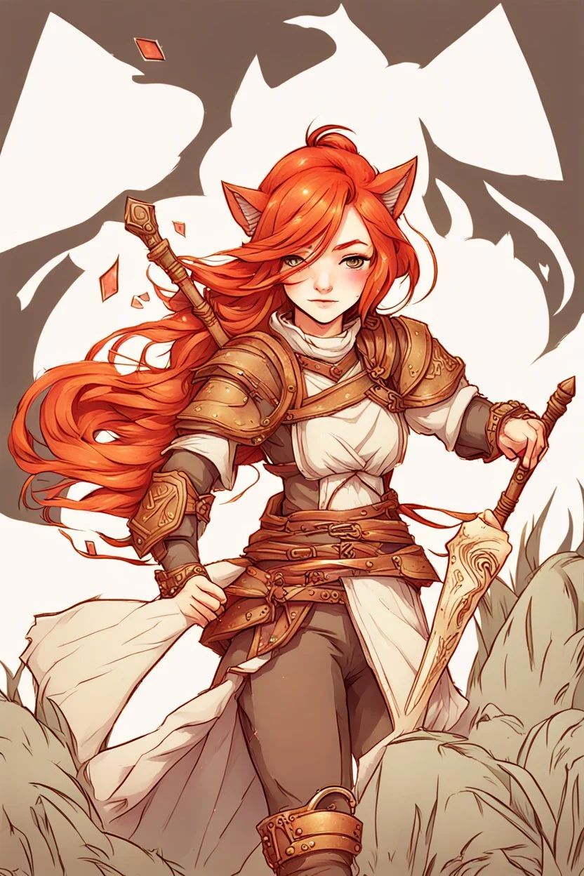 Teenaged Female Red haired kitsune paladin/bard