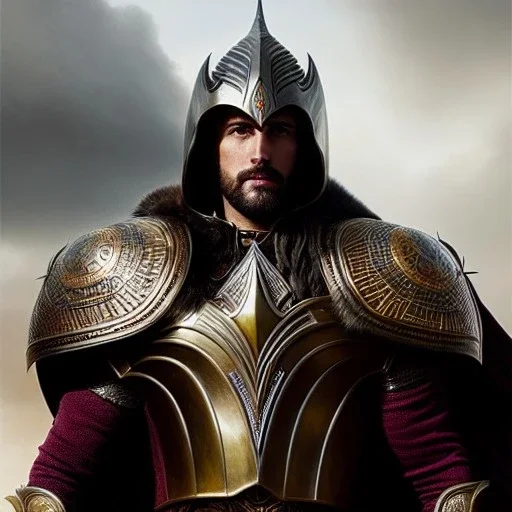 a beautiful (full body)portrait oil on canvas portrait of 'Godrick the Grafted Villain-Elden Ring-' wear armor helmet with detail eyes by Greg Rutkowski and Raymond Swanland, ultra realistic digital art, hyperdetailed intricate, castle