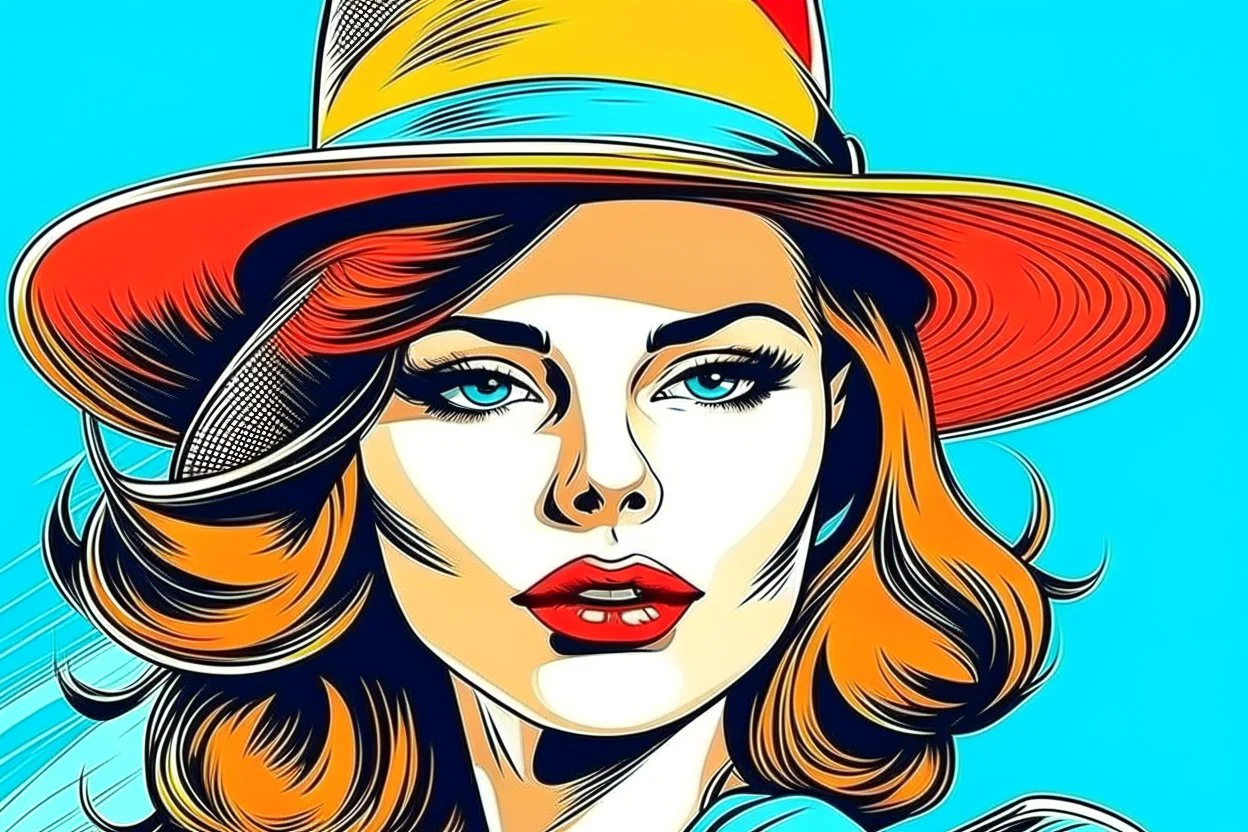 beautiful woman in hat in pop art style vector