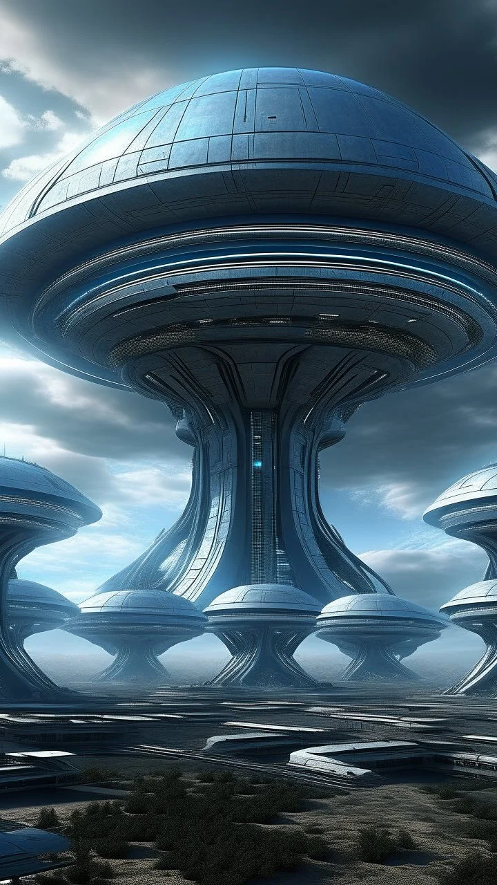 sky futuristic base of aliens