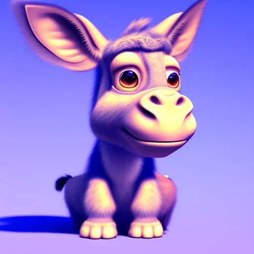 cute donkey with blue eyes,by pixar