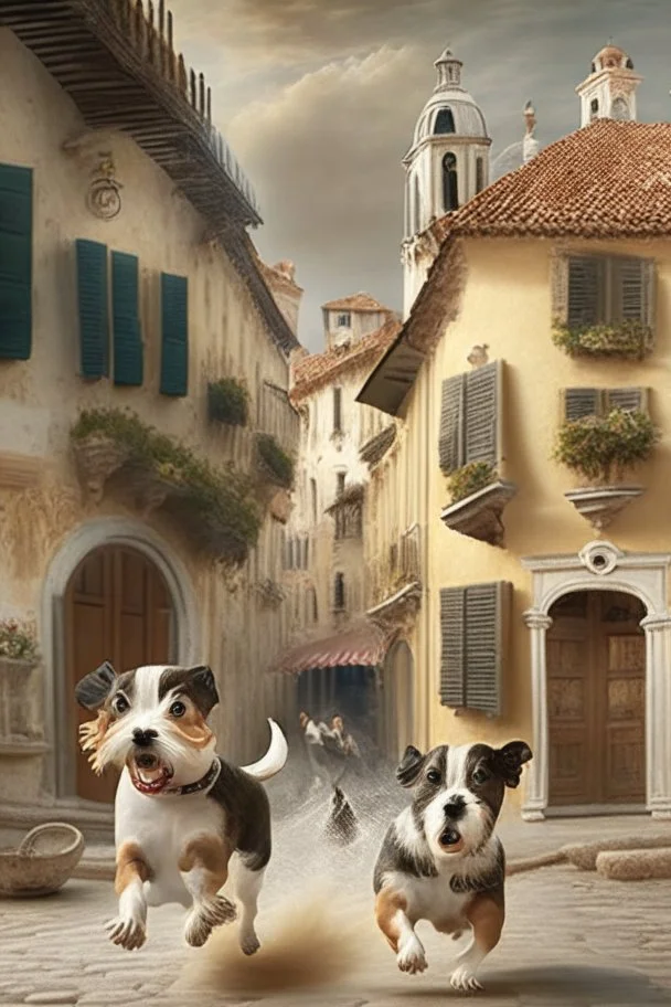 houses venice paris little dogs running