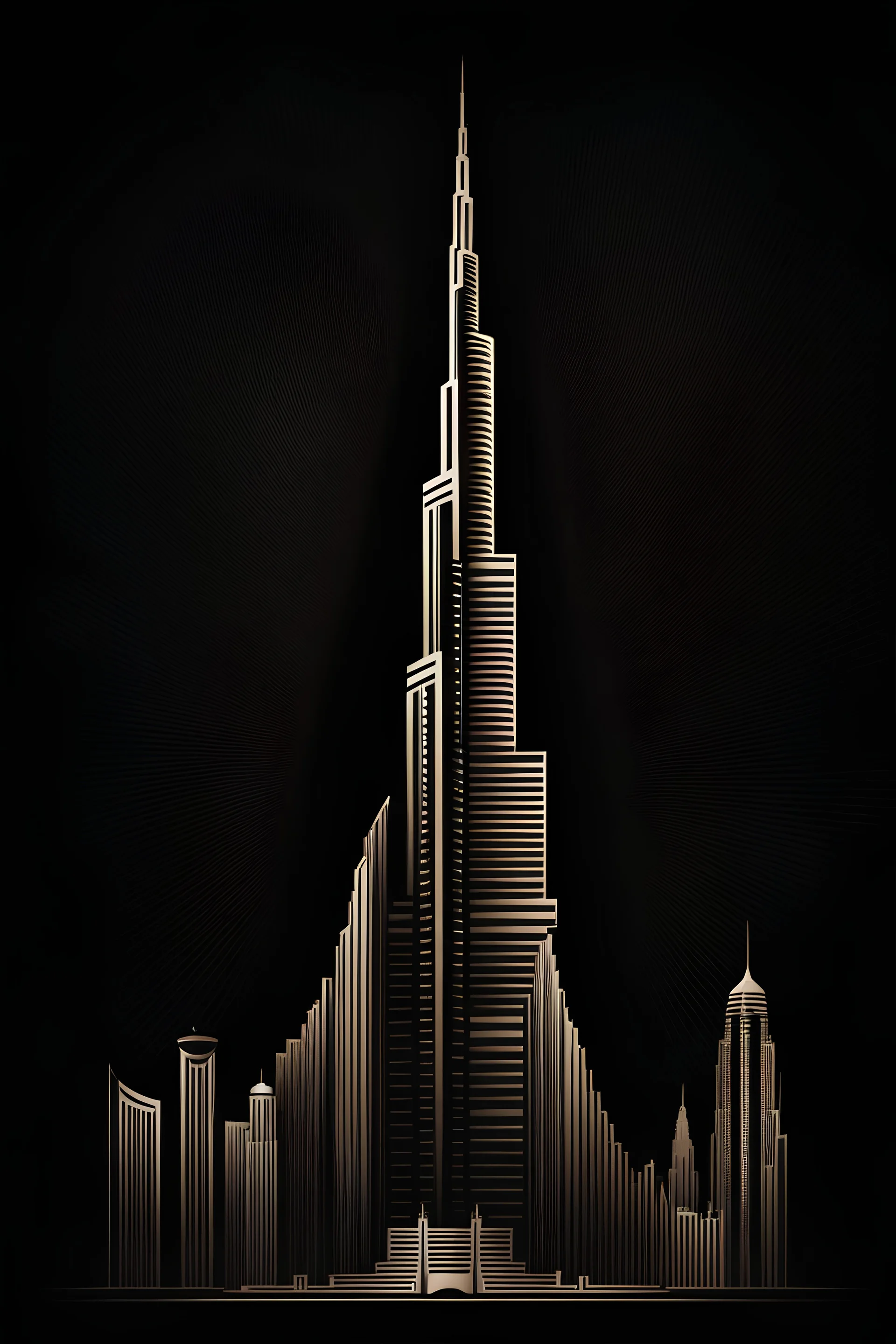 Edificio Burj khalifa como logotipo , arte lineal