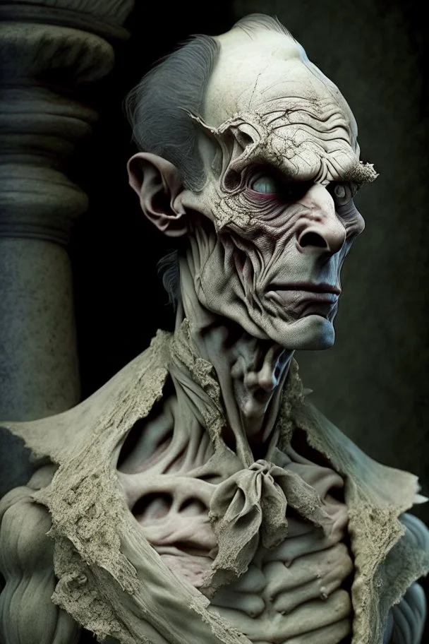 cursed man from a royal familly victorian times whose skin looks like stone sculpture stoneskin