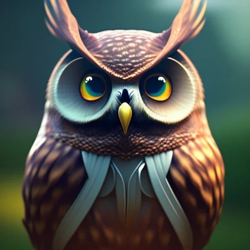 Owl, macro lens blur, hyperphotorealistic, sharp focus, unreal engine