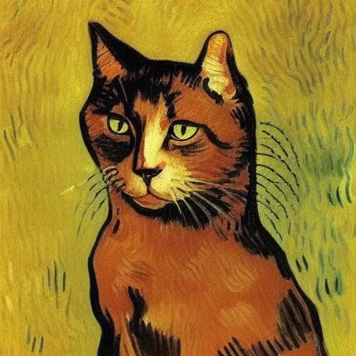 Portrait of a cat by Van Gogh