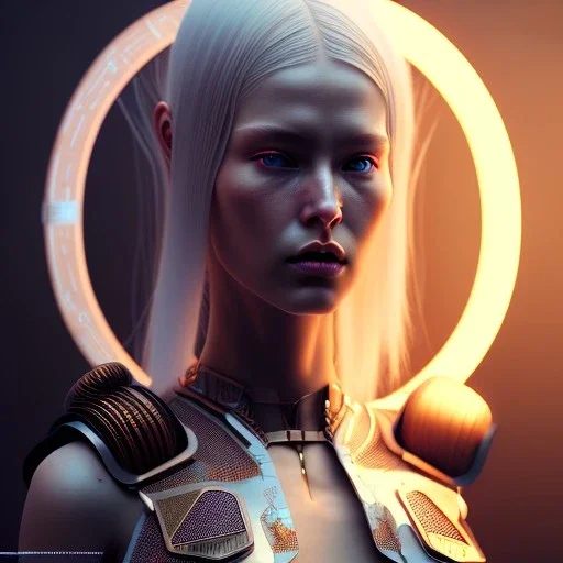 caucasian Woman, samurai, cyberpunk, highly detailed, art stations, concept art, smooth, unreal engine 5, god rays, ray tracing, RTX, nanite polygons, lumen lighting, ultra detail, volumetric lighting, 3d, finely drawn, high definition, high resolution, gradient background