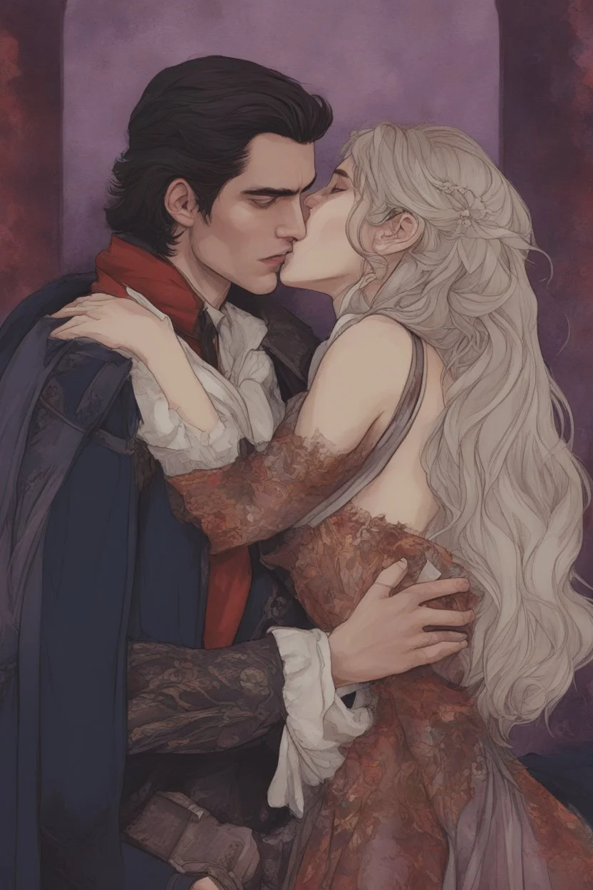 A couple from the dnd game curse of Strahd kissing