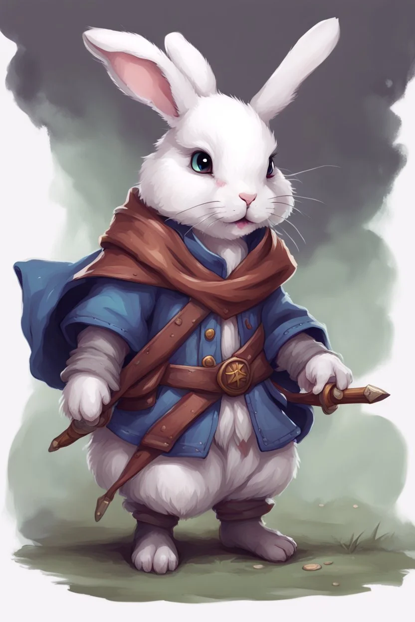 Cute bunny adventurer wizard dnd art realism