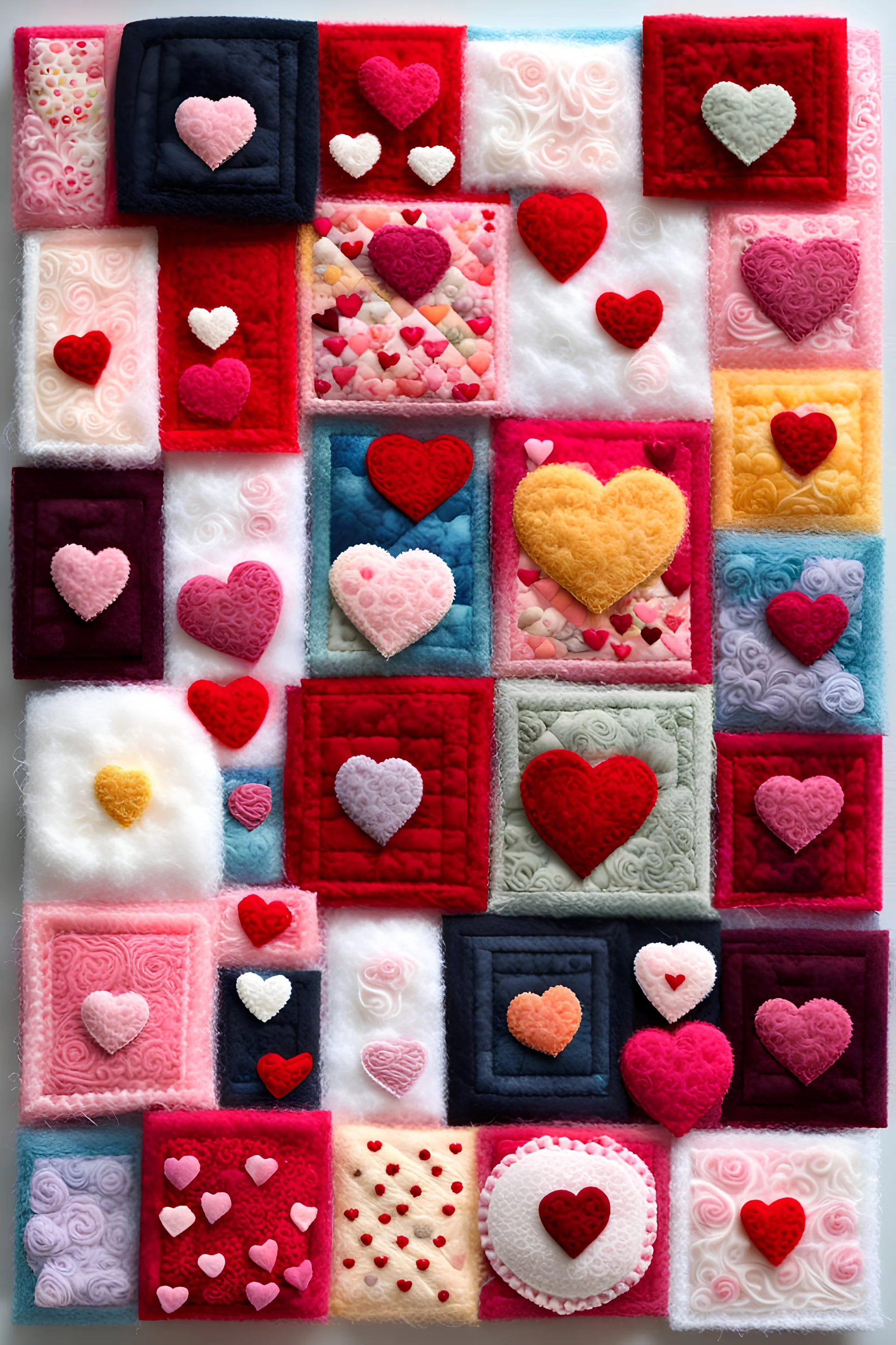 felt art patchwork depic valentine day emotion