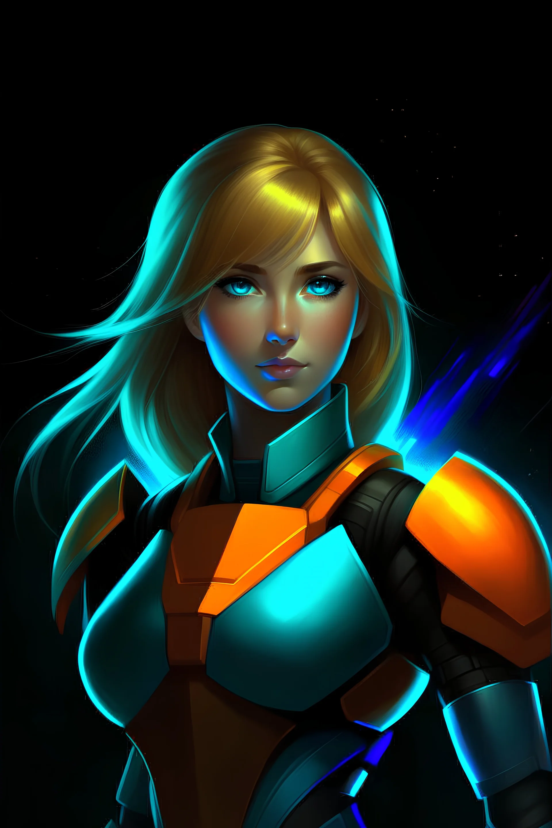 Digital art, Digital masterpiece, Digital portrait, High quality, natural illumination, spotlight illumination, space illumination, (Full body:1), (Taylor Swift dressed as Samus Aran:3), (Blonde hair hair:1.5), (Cute face:1.2), (Samus Aran from Metroid costume:1), (Blue eyes:1.2), sexy eyes, (shy smiles:1.2), Looking back, (urban place:1.5), (Small spaceship at background:1.2), Graffiti, comic book style