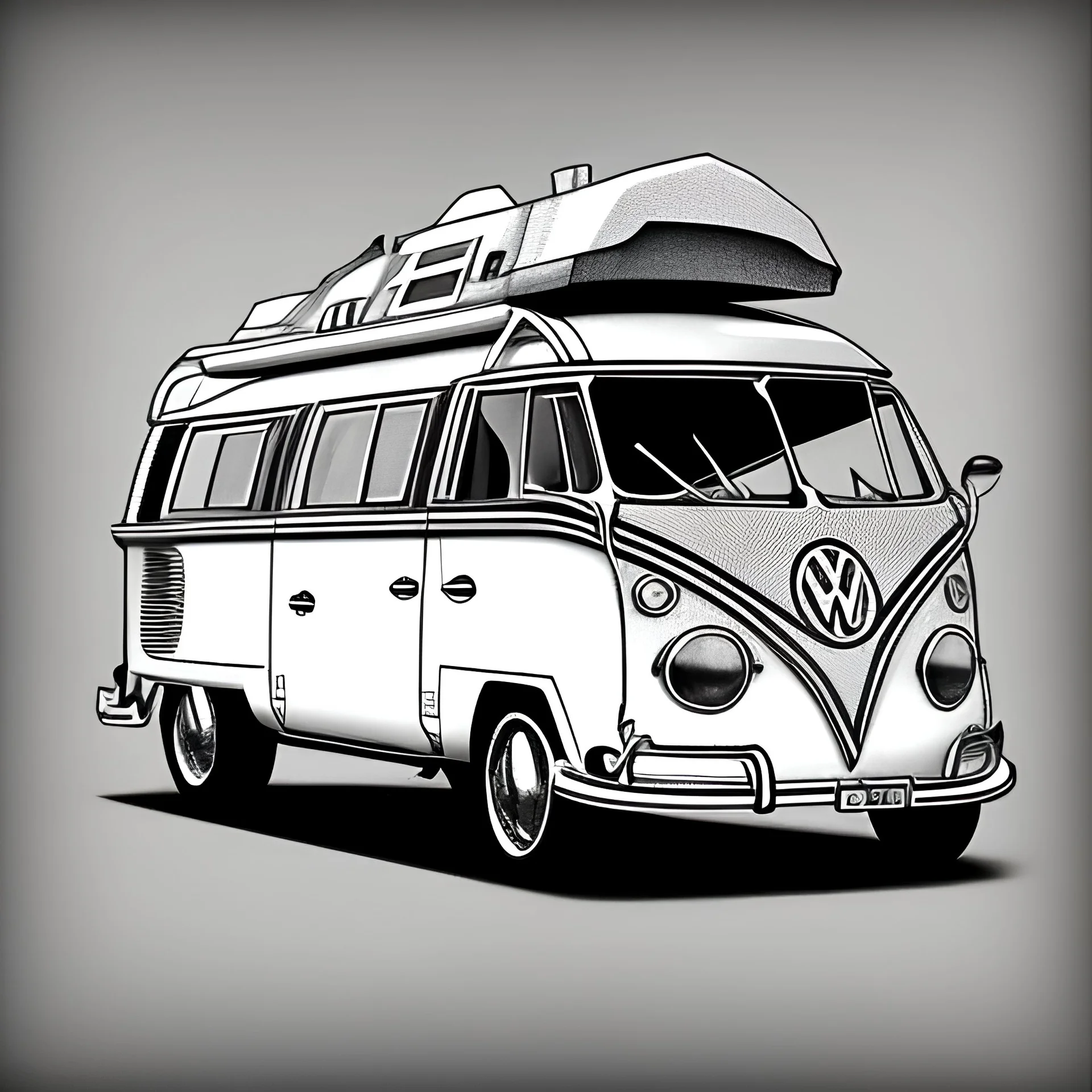 Volkswagen camper van line drawing