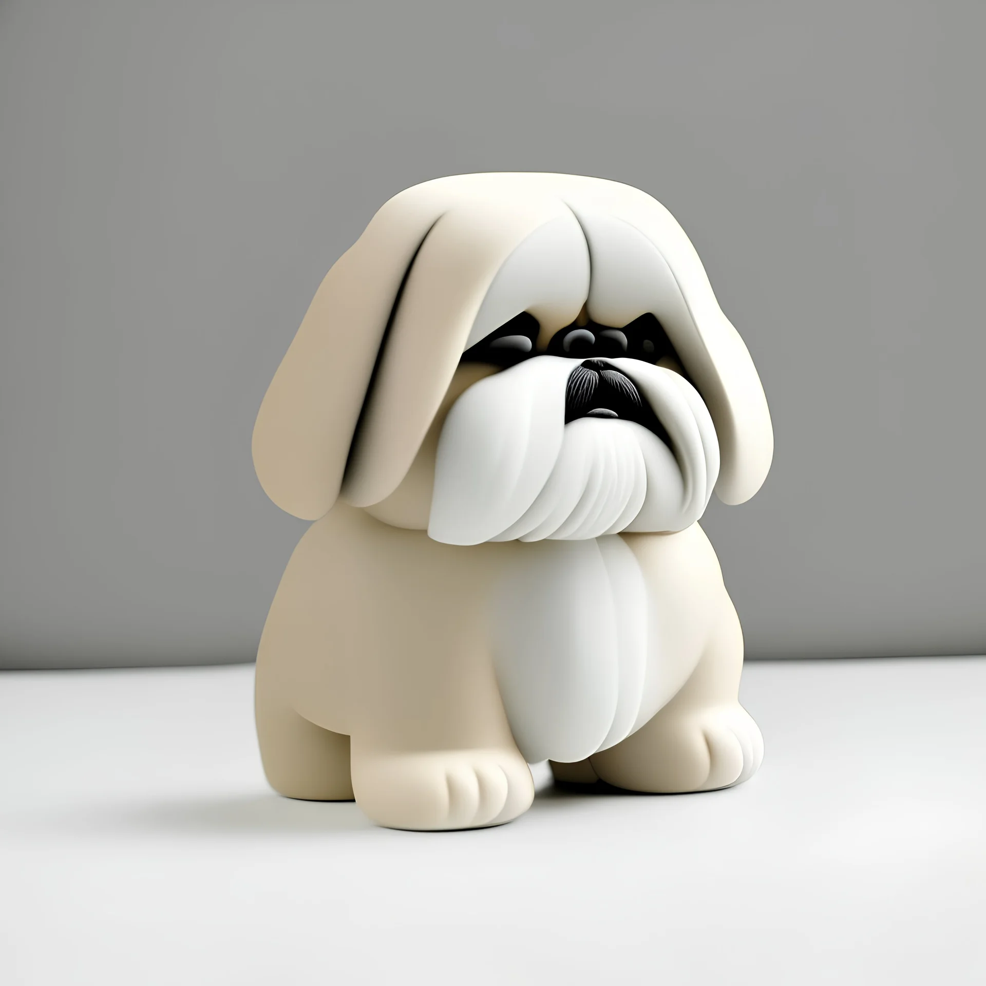 3d render simple minimal toy art kaws styles of a cute cartoon fat shih tzu barking, modern minimalist