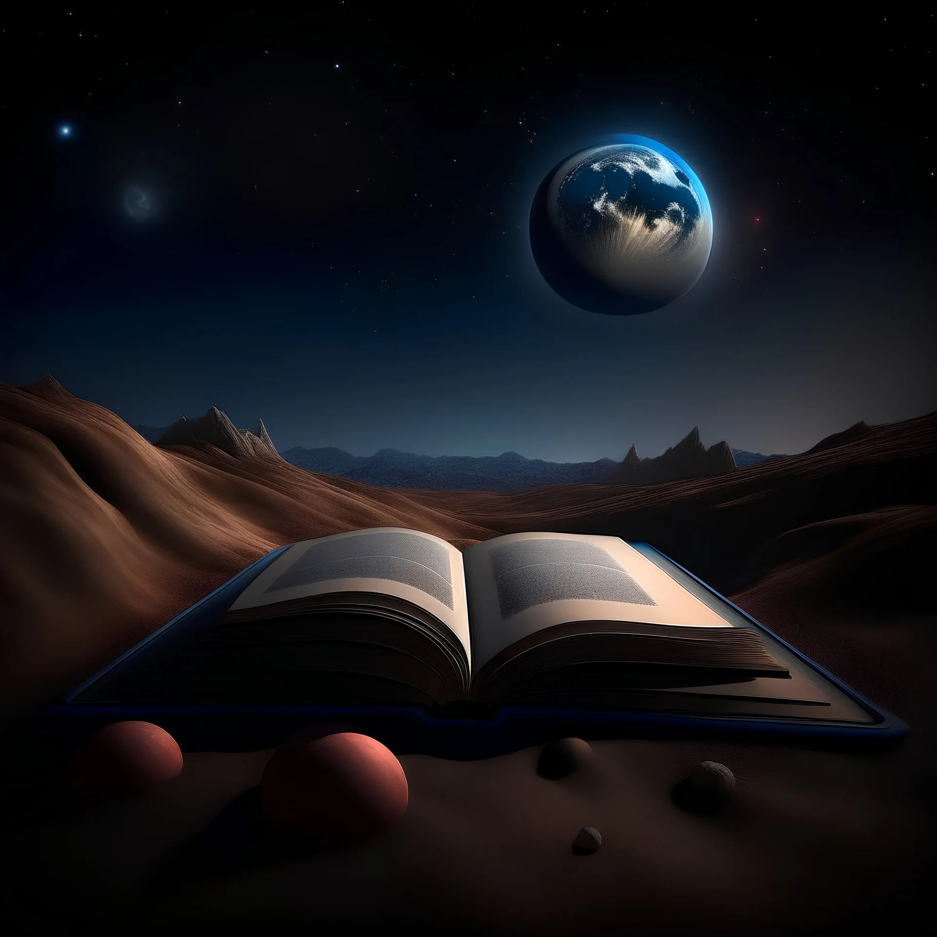 un livre ouvert sur une planete