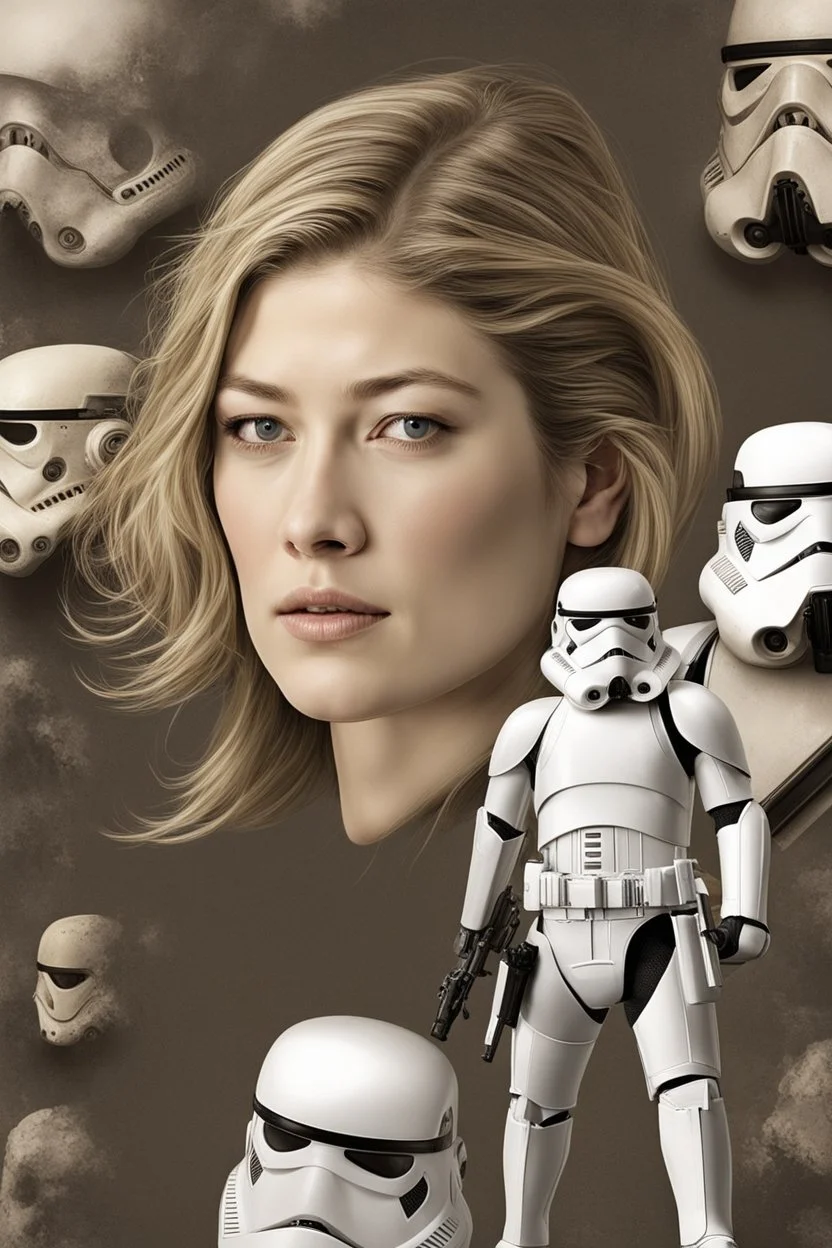 [Rosamund Pike] Rosamund's provocation had failed to elicit the reaction she'd hoped for. The torturer merely wiped the spittle from his face and backhanded her hard across the cheek. Her mind raced as he methodically began tearing away pieces of her white stormtrooper armor, examining each component with twisted curiosity before casting it aside. She had to get free, but how? As long as the energy bars were engaged, escape was impossible. A desperate plan formed. When next the electro-spike