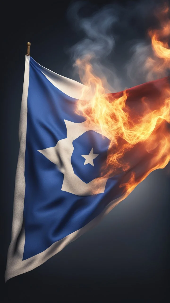 Hyper realistic burning israel flag at night