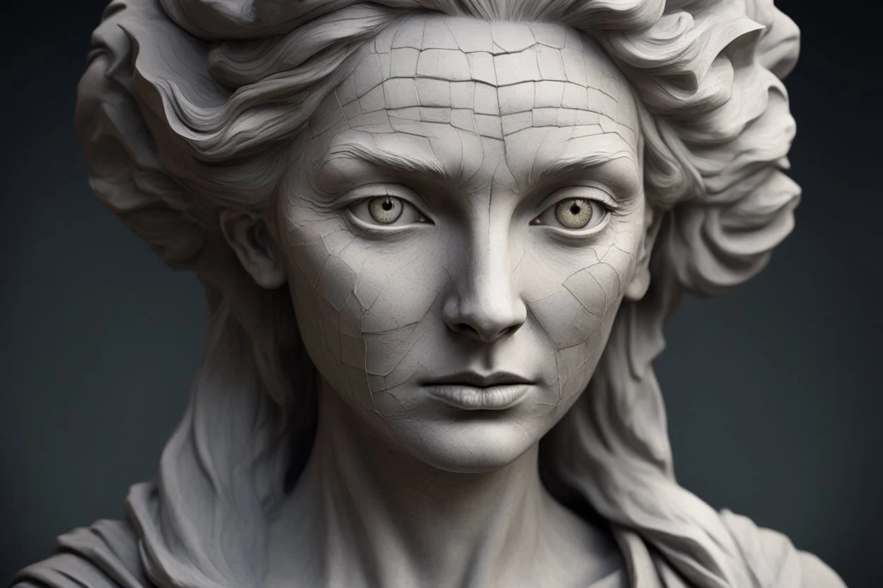 До превращения в статую — она была женщиной в возрасте, но старательно это скрывавшей. Ее черты были резкими, глаза — колючими и пронзительными.