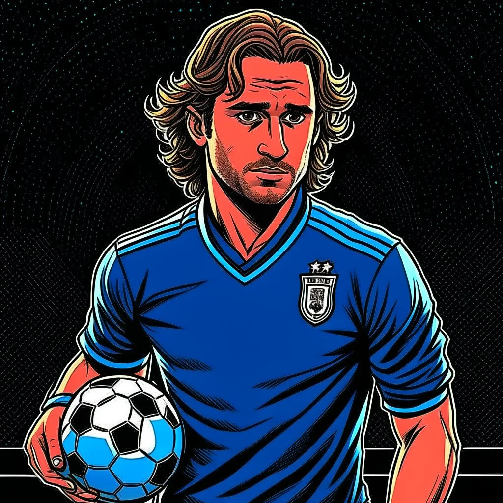 Diego Forlan Football soccer player posing. Dark detective comic. Paranormal.