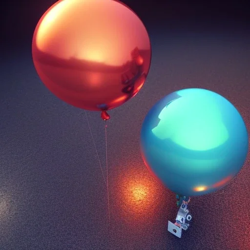 air ballons ,octane render, 8k, high detail, droid, android, metallic