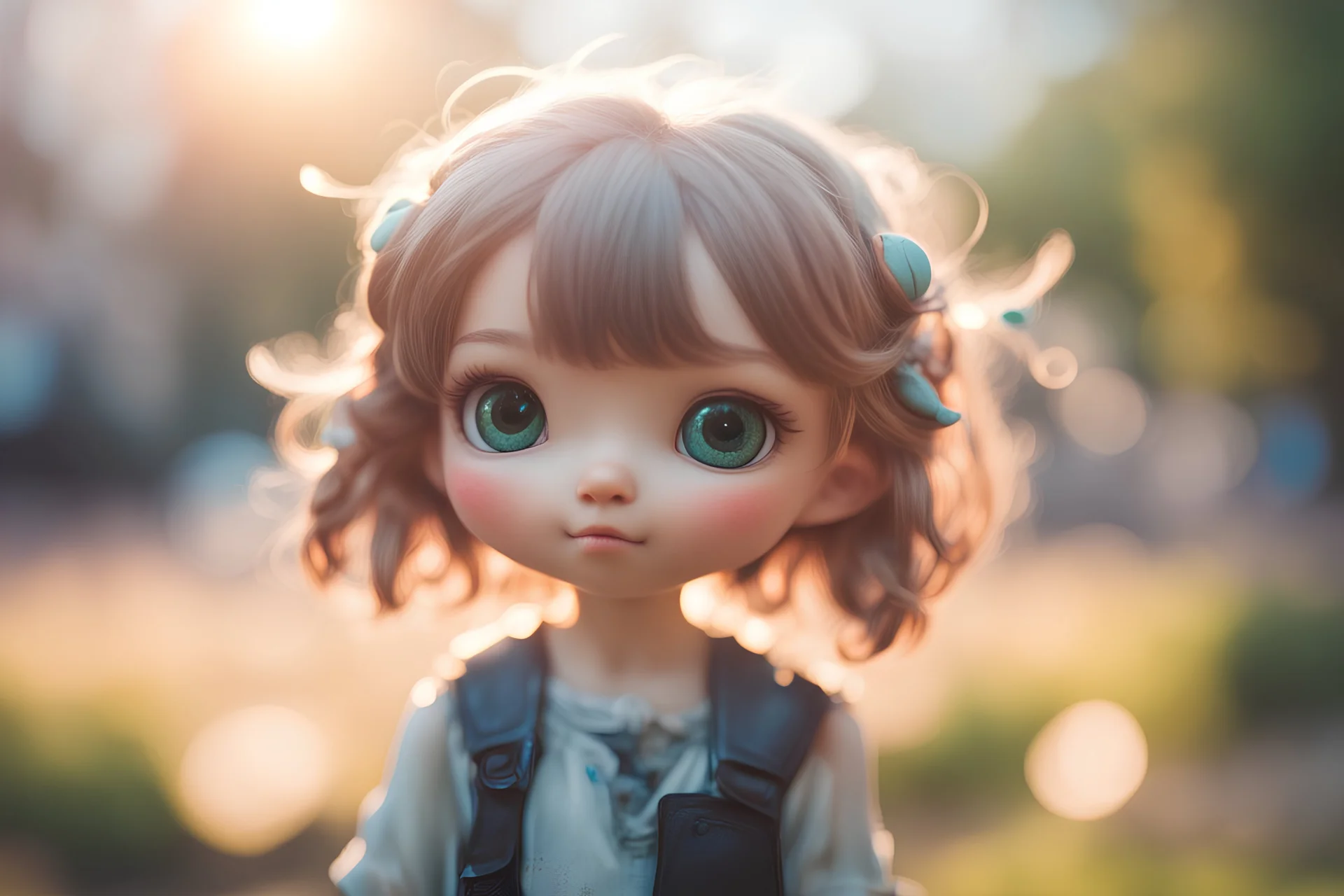 cute chibi girl with ugly Vogons in sunshine, ethereal, cinematic postprocessing, bokeh, dof