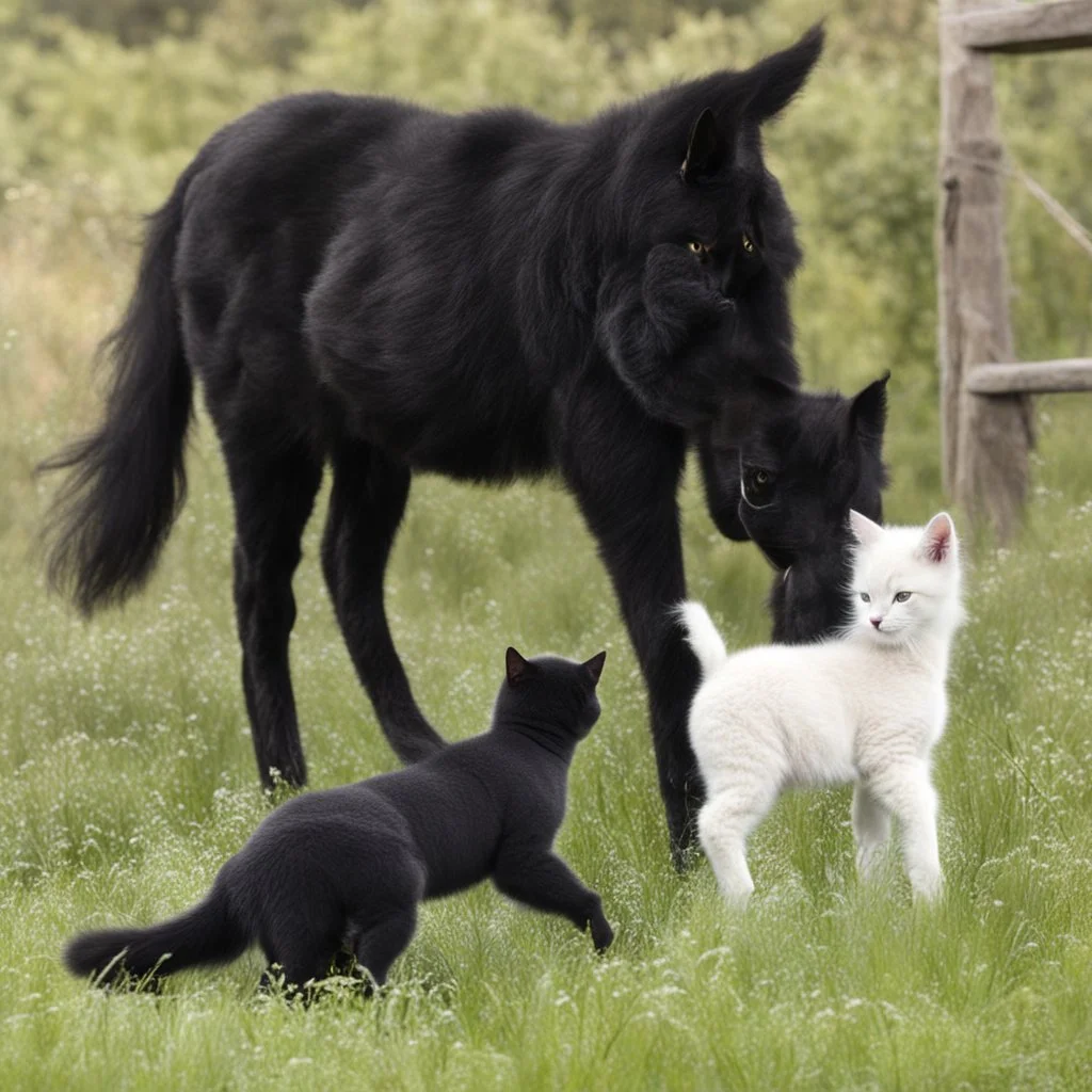 Um gato preto brincando com um novelo de lã