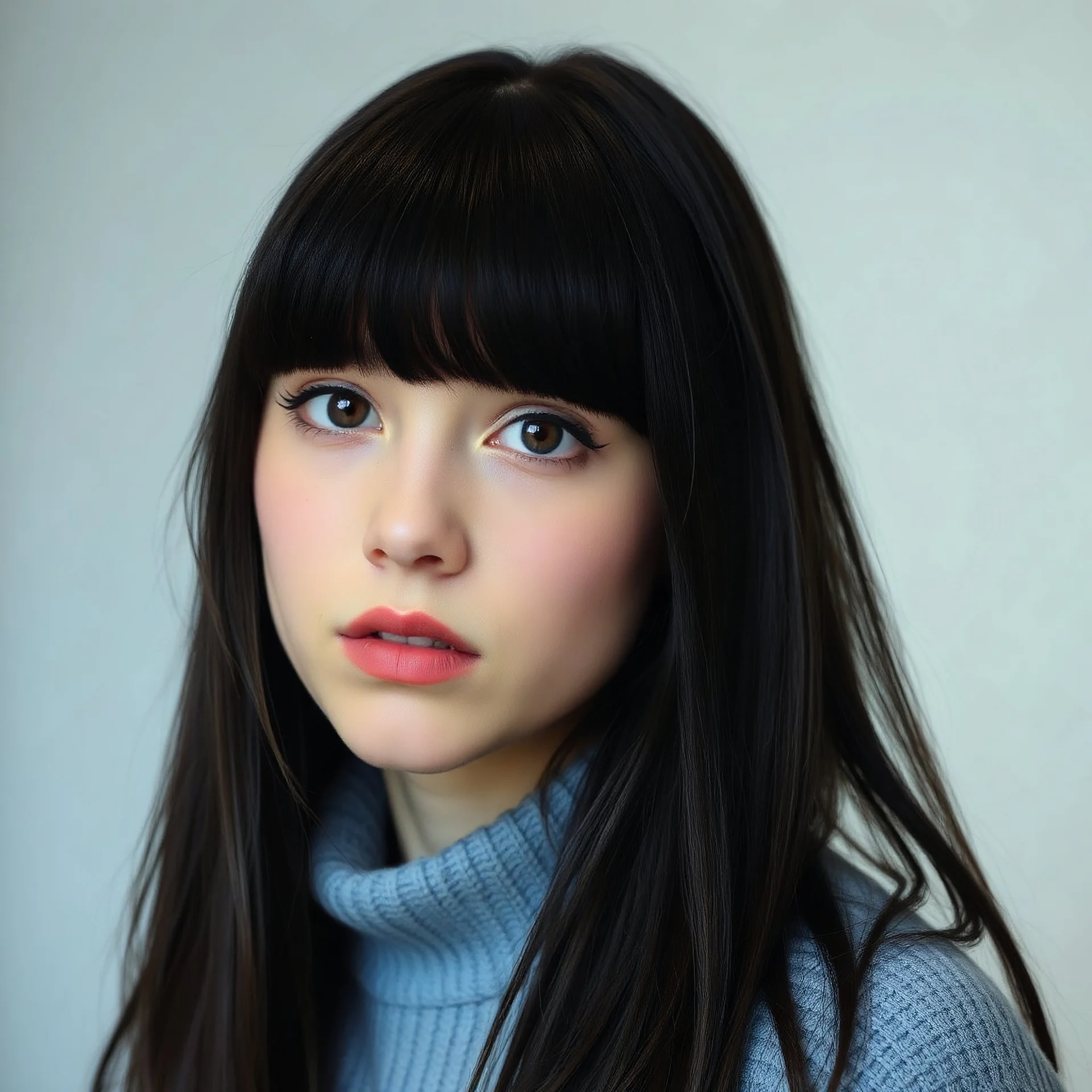 Jeune femme avec frange