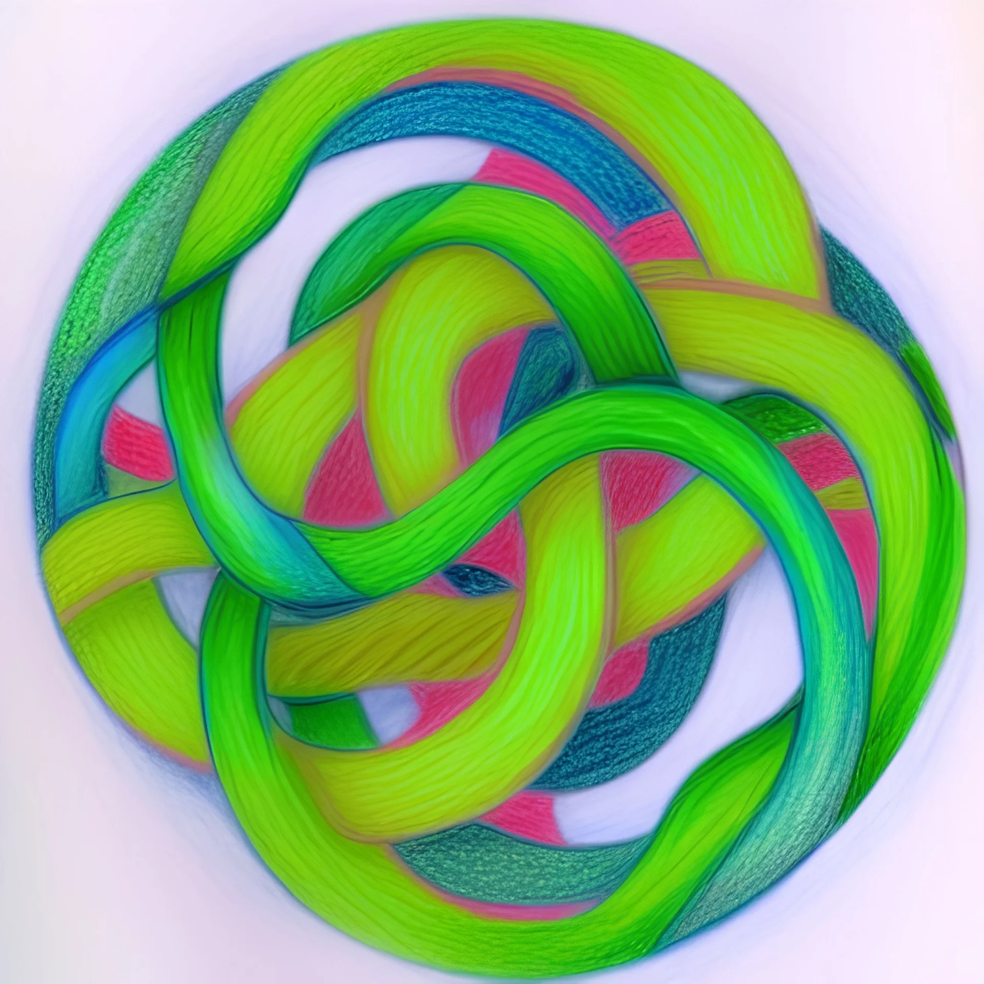 Colored pencil drawing. Circular. Intertwined vines. Green Knight.