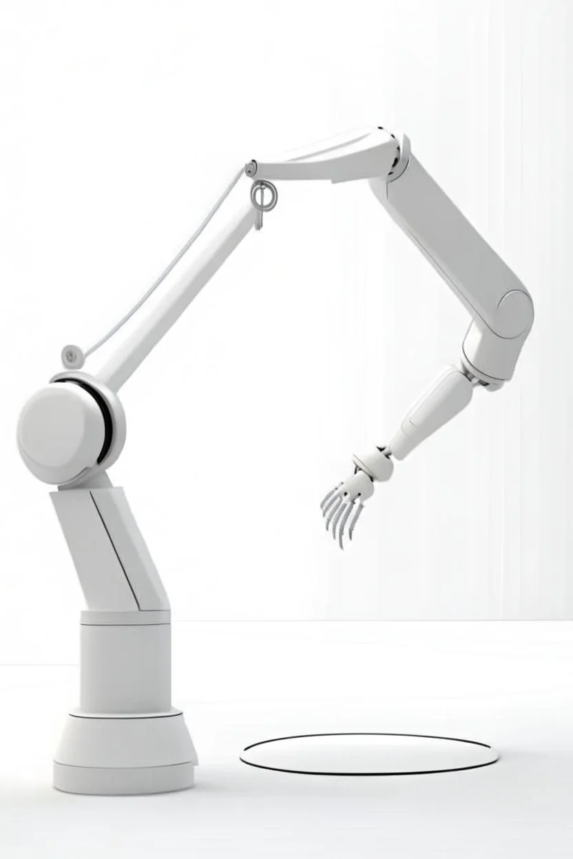 A slender flexible robotic arm with flexible joint is being drawn on a white frame. Highlight the white frame