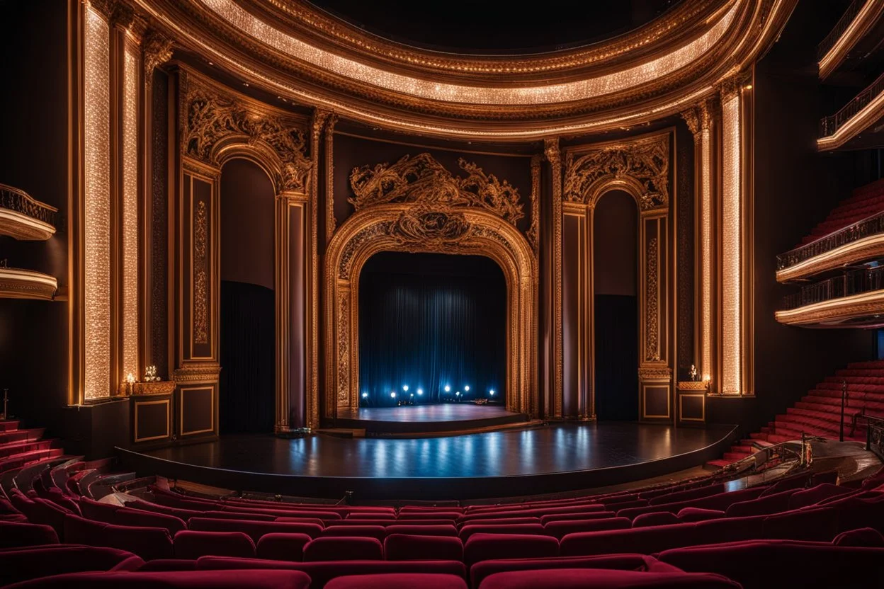 a luxury big opera dance stage,close up ,show main stage