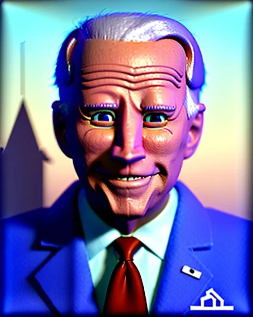 Waist up Portrait, joe Biden as muppet Sesame Street, Blue suit retro style, photo studio, city background, unreal engine 5, concept art, art station, god lights, ray tracing, RTX, lumen lighting, ultra detail, volumetric lighting, 3d.